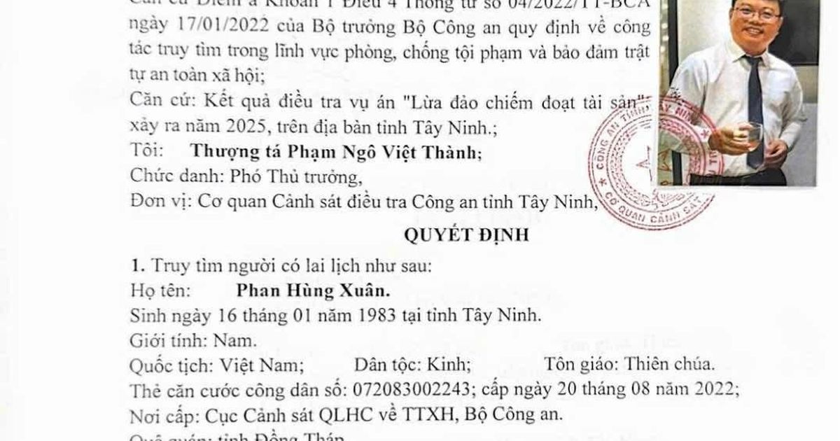 Công an Tây Ninh truy tìm cựu Giám đốc VIB liên quan vụ lừa đảo chiếm đoạt tài sản