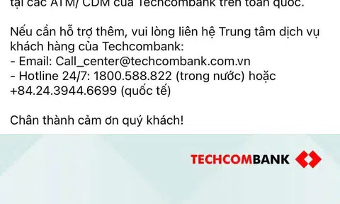 Hàng loạt khách hàng “tá hỏa” vì không chuyển khoản được, Techcombank lên tiếng về sự cố tối Chủ nhật