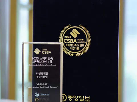 Vietjet nhận hai giải thưởng thương hiệu được khách hàng Hàn Quốc yêu thích 2023