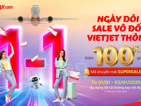 Bay khắp Việt Nam, xuất hành mùa xuân cùng ưu đãi vé bay giảm 100%, Vietjet thôi!
